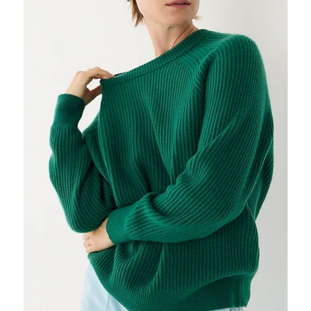 J.Crew Ribbed cashmere oversized crewneck sweater